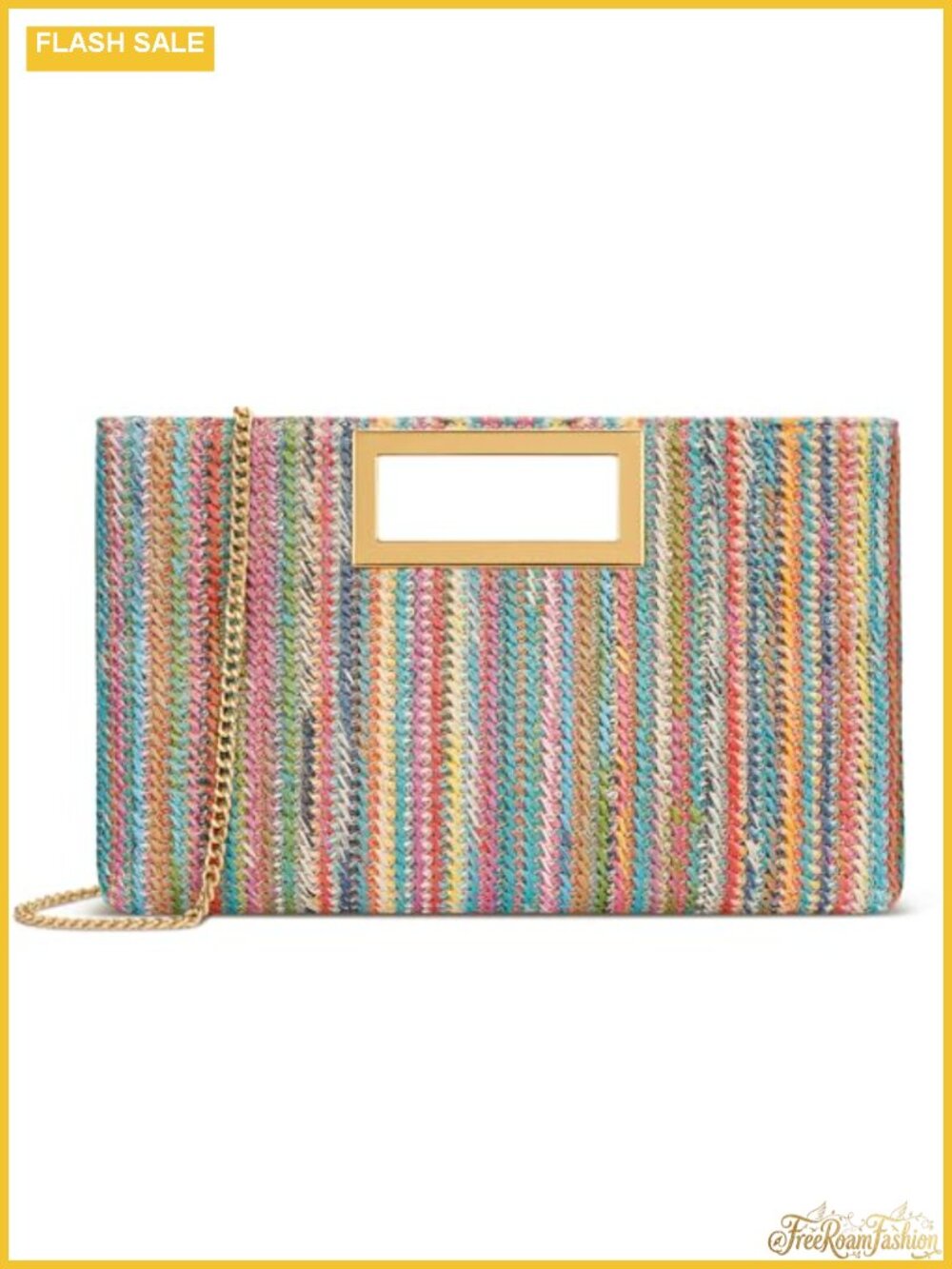 Woven Straw Clutch Purse with Detachable Strap - Formal Evening Bag